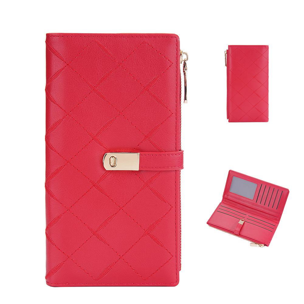 Women's Long Purse Hasp Closure Wallet Multi-card Slots Billfold Fashion Cell Phone Bag Zipper Coin Purse Card Holder Pu Leather Clutch Bag