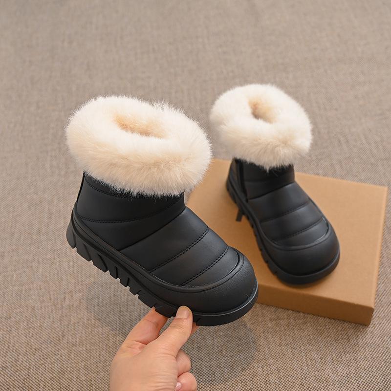 Korean Kids' Fur-Lined Cotton Snow Boots, Winter 2024 Collection