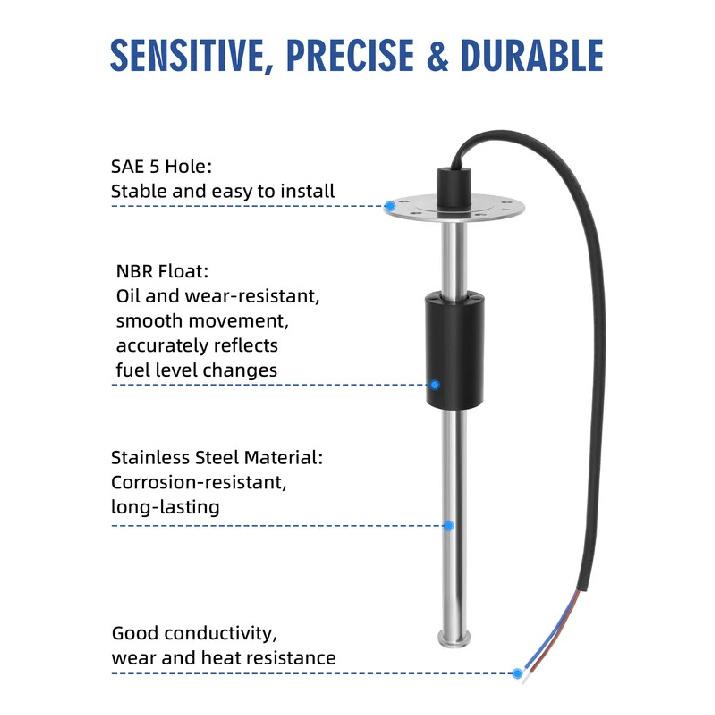 0-190 ohms Fuel/Water Level Sensor For Auto Car Boat Water Tank Level Indicato Stainless Steel Fuel Level Gauge Car Accessories