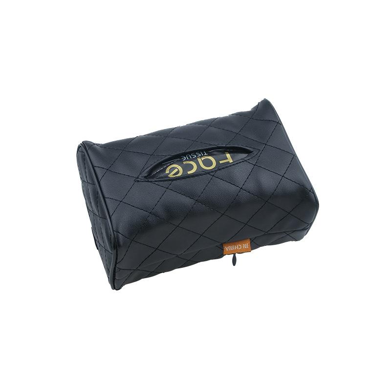 Однотонная клетчатая кожаная износостойкая коробка для салфеток, накидка на спинку автомобильного сиденья, ремень с пряжкой, простая установка