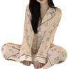 Women's Cute Korean Rabbit Ice Silk Pajamas - Long-Sleeved Spring/Autumn Suit