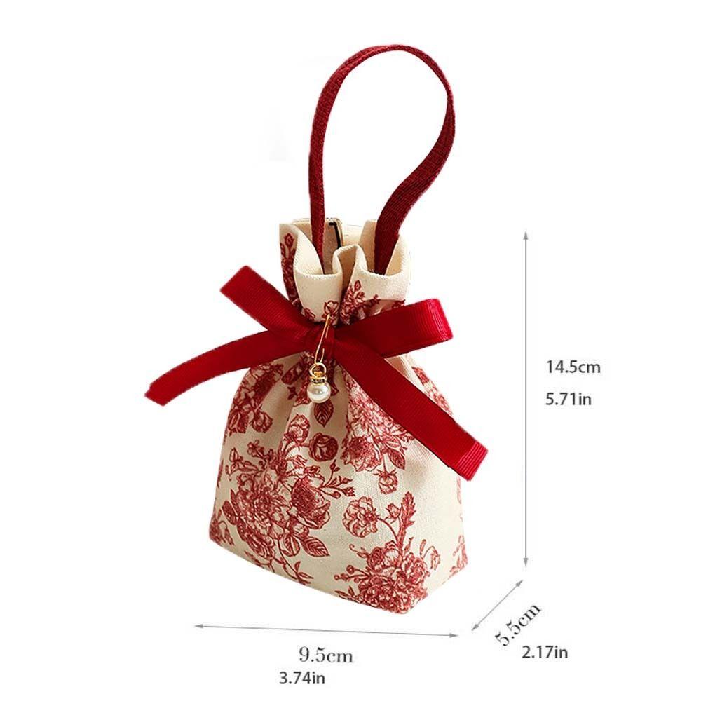 Tulip Rose Flower Drawstring Bag Floral Festive Sugar Bag Portable Ins Canvas Wrist Bag  Outdoor