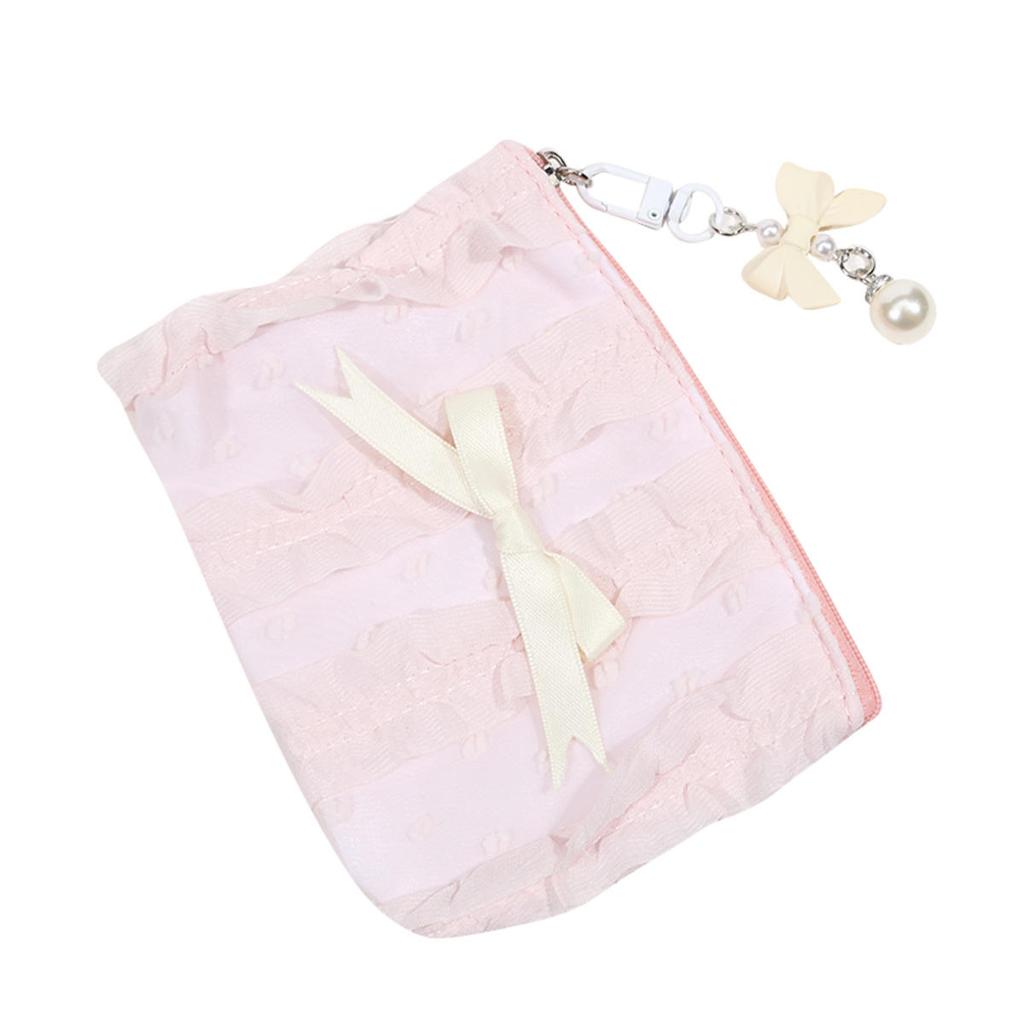Милый кружевной кошелек с бантом, портативная косметичка для хранения, ключница, косметичка для помады, органайзер для наушников, клатч, сумки на молнии, женские кошельки