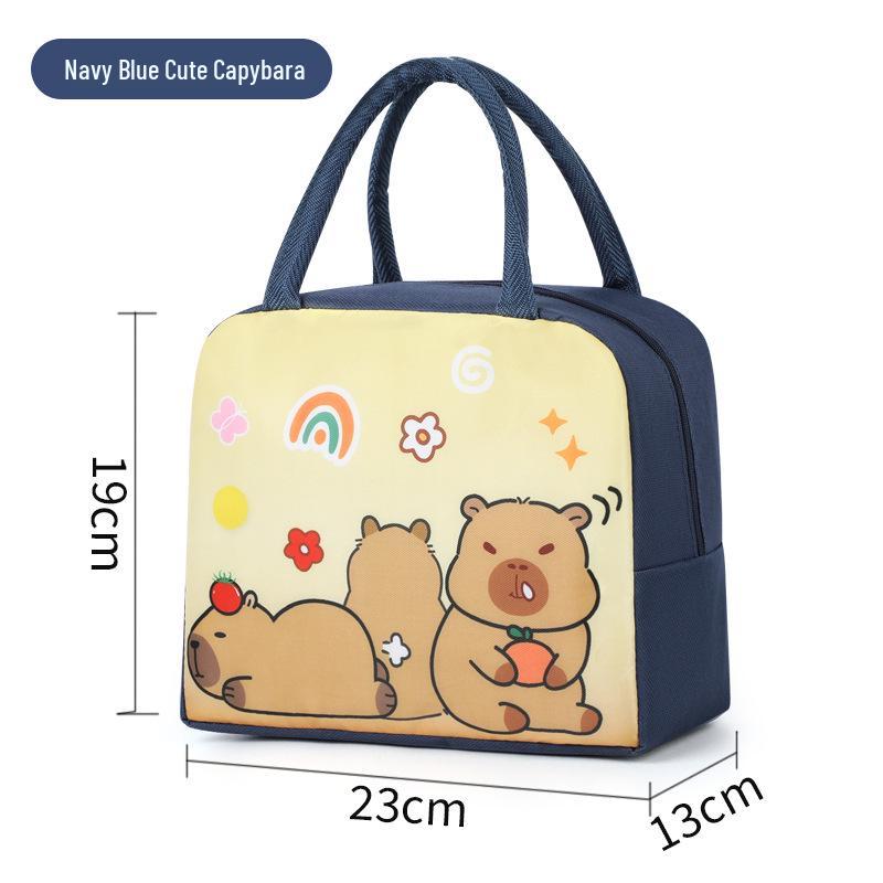 Cartoon Capybara Kids Insulated Lunch Bag - Portable School Lunch Box