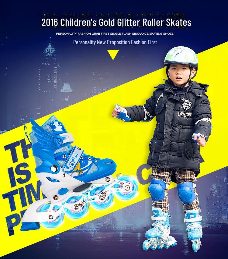 Регулируемые мигающие роликовые коньки для детей, мужчин и женщин - полный комплект