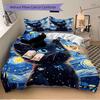 3pcs Starry Night Kitten Printed Quilt Set - Soft and Comfortable Quilt Cover for Bedroom, Guest Room and Dormitory Decorative Bedding Set N090