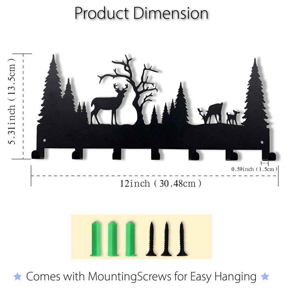 Key Hanger with 7 Hooks Adhesive Metal Decorative Entryway Key Holder Rack for Front Door Bedroom Kitchen Bathroom Entryway