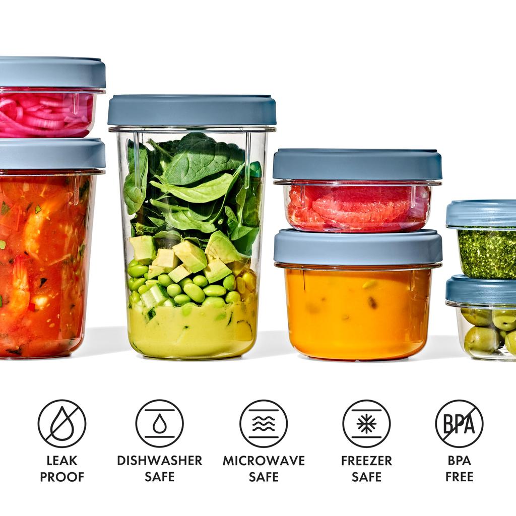 OXO Twist Stack and Freezer for Food Storage and Meal with Containers, 2-Piece Set, 592ml, Microwave, Dishwasher, Safe, Prep, Gaskets, Stackable.