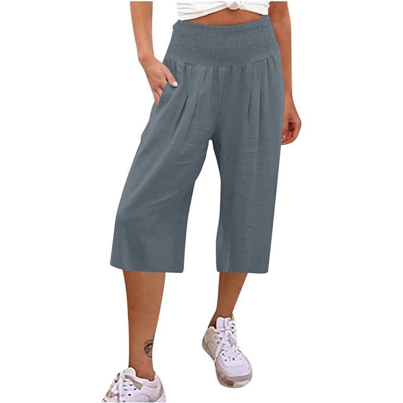 Women's Casual Loose Wide Leg Seven-tenths Pants for Summer Fashion Comfortable Breathable High Waist