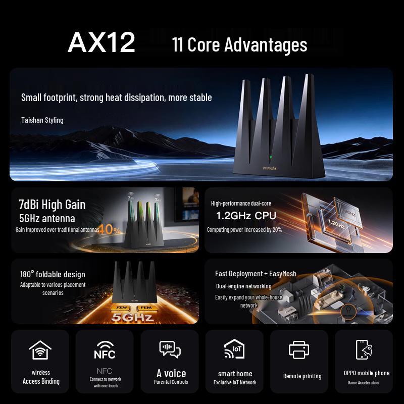 Домашний Wi-Fi 6+ гигабитный роутер Tenda AX3000 (Китайская версия)