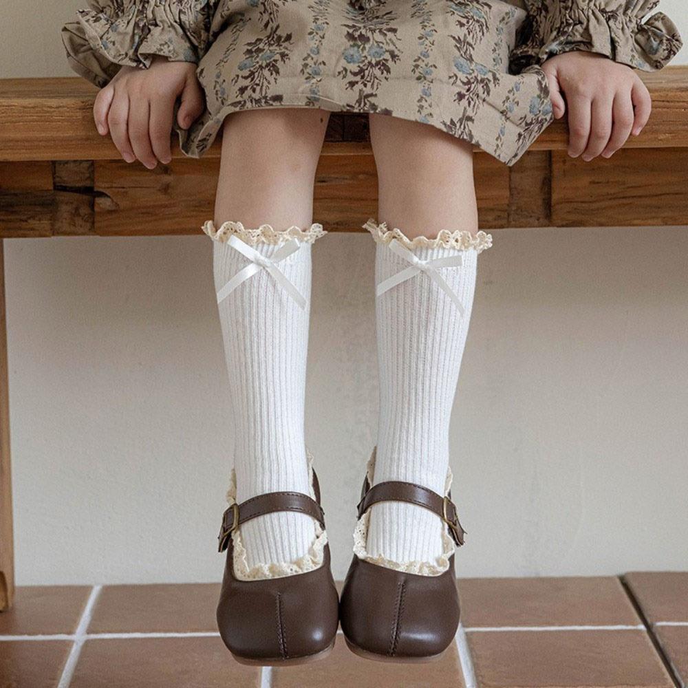 Cotton Bowknot Stockings Bowknot Girl Long Socks Baby Dress Lolita Sock