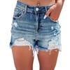 Summer Broken Holes Hot Girl Denim Shorts, Female High Waisted A-line Raw Edge Hot Pants