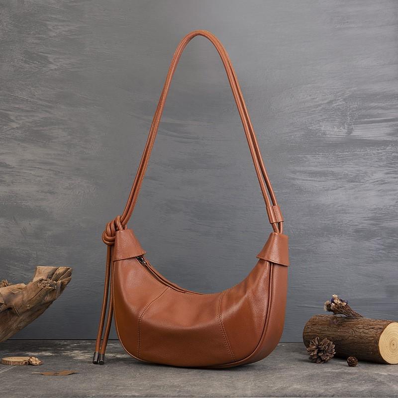 Johnature Сумка Moon Bag из натуральной кожи, повседневная, однотонная, для поездок на работу, большая вместимость, мягкая, из воловьей кожи, женские сумки через плечо