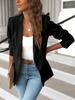 Women's Long Sleeve Open Front Blazer Button Detail Casual Work Office Jacket
