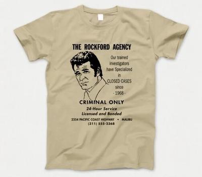 Футболка с надписью «Агентство Рокфордских файлов» (The Rockford Files Agency) 568, телешоу 1970-х годов, детектив Магнум Коломбо, новая.