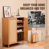 Rattan Shoe Cabinet 5 Tiers Shoe Organizer 2 Doors & Adjustable Shelves