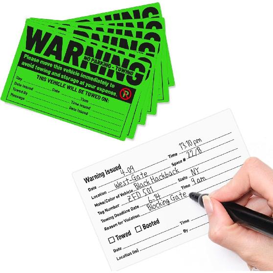 easykart labels 50 Parking Violation Sticker - Vehicle Illegally Parked Tow Notice - No Parking Warning Stickers - Scrap to Remove Neon Green 5 x 8