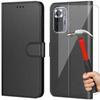 Case and Tempered Glasses - E.F.CONNECTION - for Redmi Note 10 Pro 4G - Black Leather Effect - Shockproof - Scratchproof