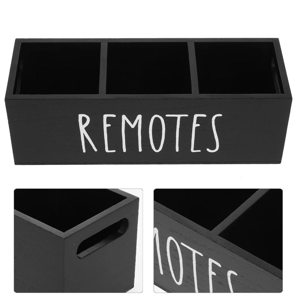 with Handle Remote Control Storage Rack Solid Wood Pencils Holder Tray Desktop Storage Box  Bedroom
