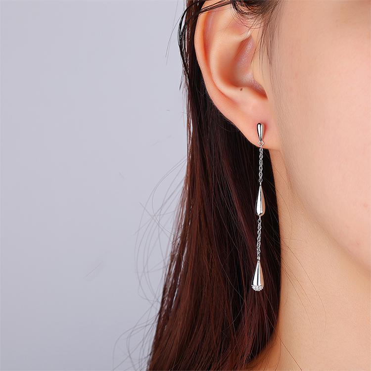 Fine S925 Silver Hypoallergenic Stud Jewelry 18K Gold Plated Teardrop Round Cut 1MM VVS GRA Moissanite Dangle Earrings