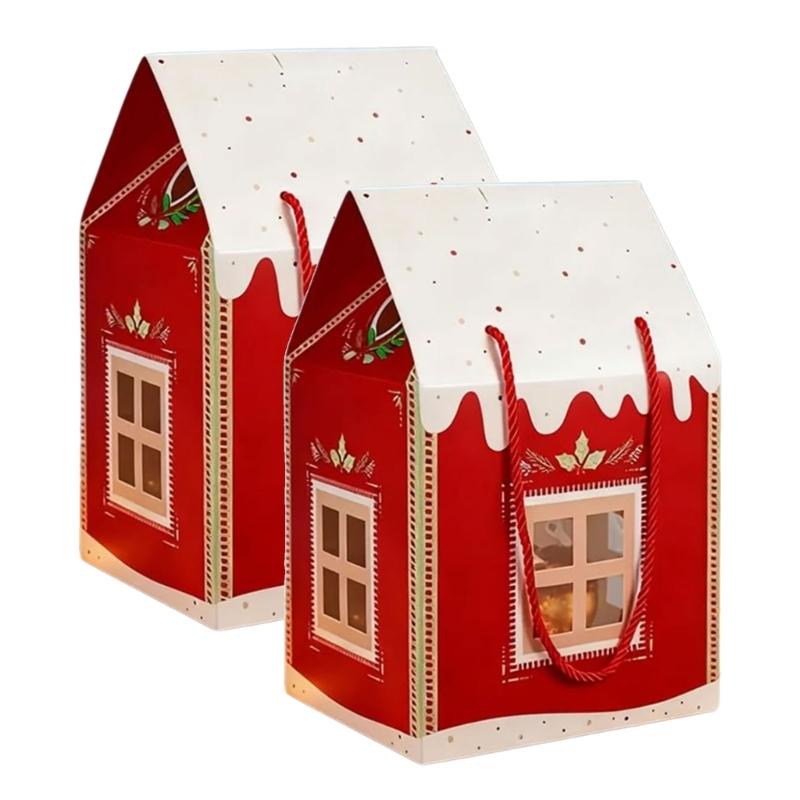 Handmade Christmas Cottage Paper Gift Box for Gift Elegant Holiday Homes Decoration Elegant Party Essential