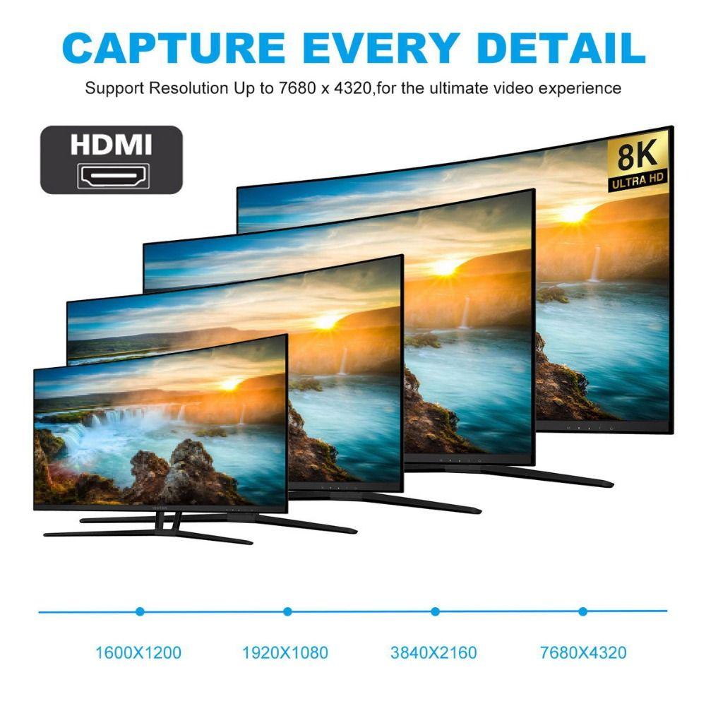 90 градусов Мужской на Женский HD 2.1 Mini / Micro HD в HDMI-совместимый конвертер 8K 60HZ HDTV адаптер