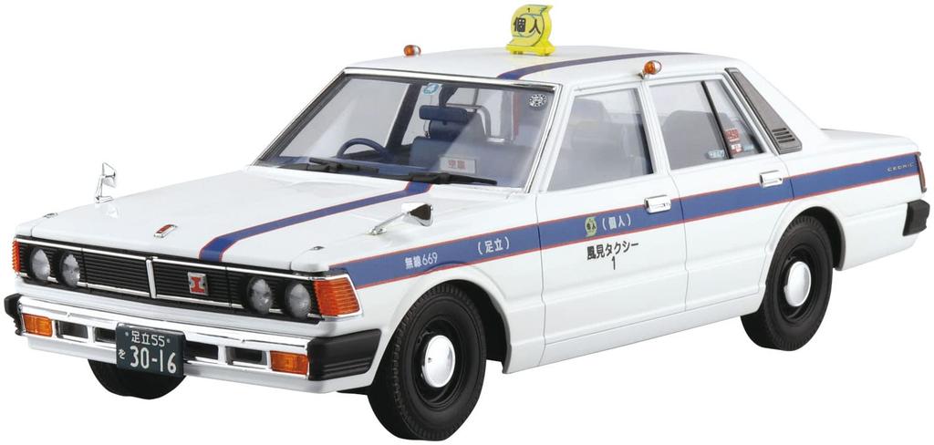 Aoshima Bunka Kyozai The Model Car Series 43 430 Cedric Sedan 200STD Private Taxi Plastic Model Kit Co., Ltd. (АОСИМА) 1/24 Нет. (Формованный цвет)