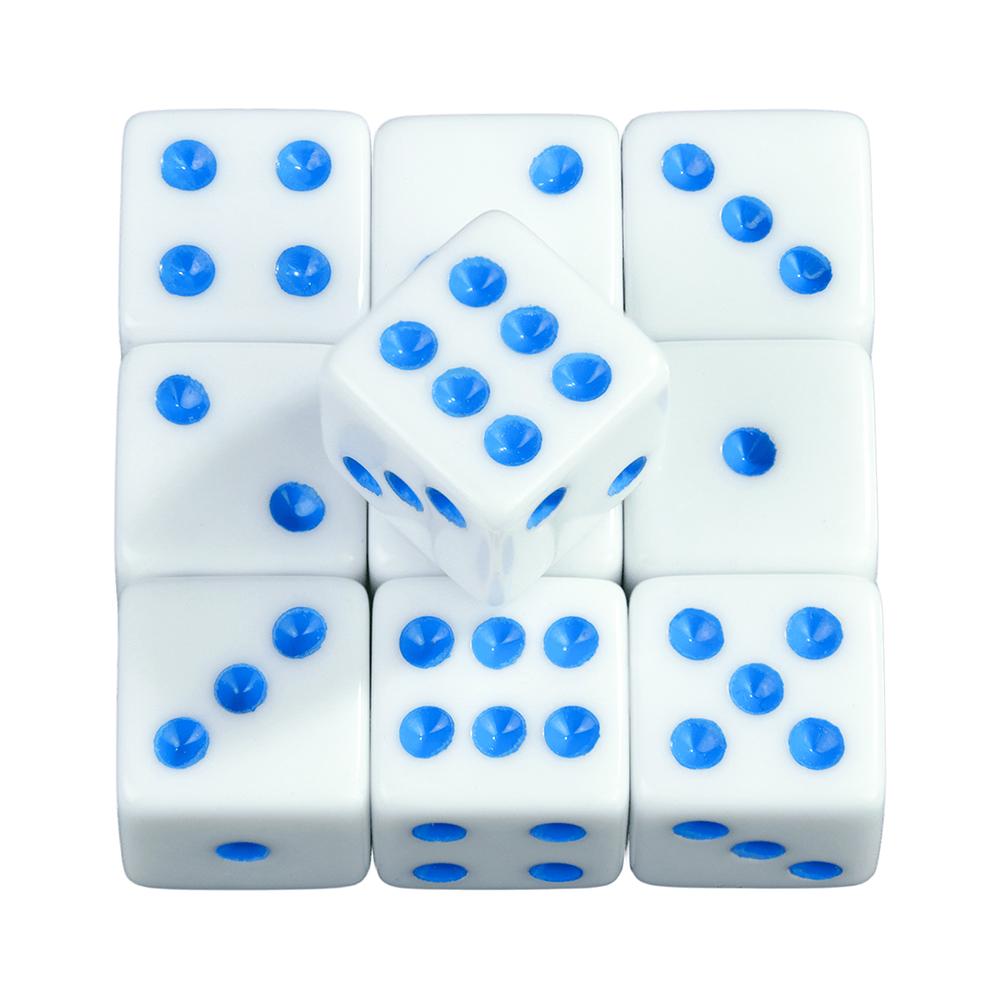 Белые игральные кости 10 шт. 6-гранные игральные кости квадратные углы 16 мм математические развлечения акриловые игральные кости инструмент