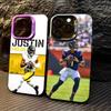 J-Justin Fields 1 Обои Чехол для телефона Для iPhone 17 16 15 14 13 12 11 Pro Max Plus Серебристый конфетный Матовый чехол