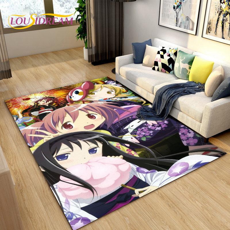 Puella magi madoka Magica Коврик с рисунком из мультфильма, Коврик для гостиной, спальни, дивана, коврик для украшения, детский нескользящий напольный коврик