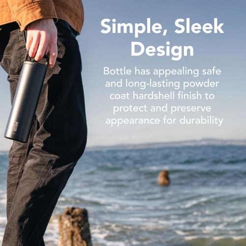 MiiR, Climate+ Vacuum Insulated Wide Mouth Bottle, Carbon Offset, No Plastic Lid, Black, 20 oz