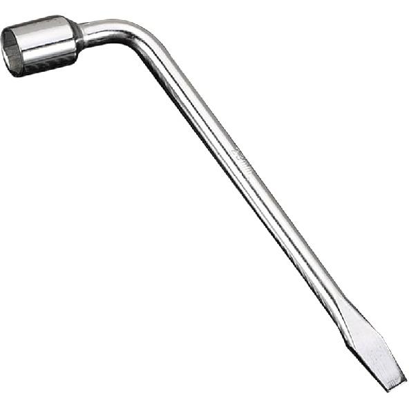 19mm Car Spare Tire Lug Wrench, L Type Automotive Tire Replacement Tool with Hexagon Slotted End, Universal Steel Vehicle Socket Repair Accessories