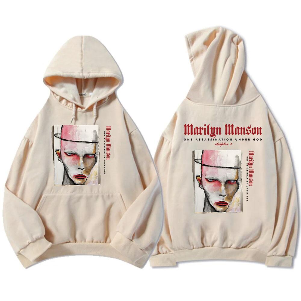 One Assassination Under God Charter 1 Толстовки с капюшоном Marilyn Manson Graphic Printing Толстовки Мужская одежда Зимняя флисовая кофта с капюшоном
