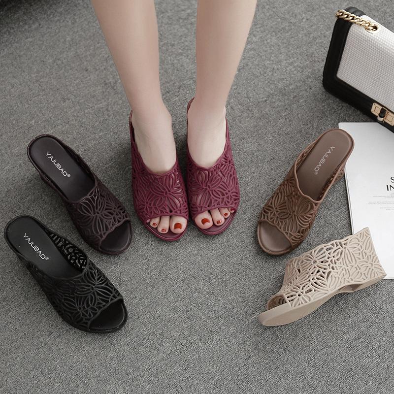 Женские сандалии на высоком каблуке, повседневная обувь на толстой подошве, женские летние сандалии на танкетке для отдыха, женская обувь, женские шлепанцы на платформе