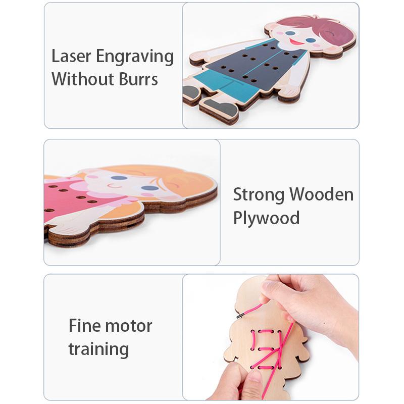 Детская деревянная доска для нанизывания, обучающие игрушки Монтессори, игра с пуговицами для шитья, развивающие игрушки для базовых жизненных навыков, тренировка мелкой моторики