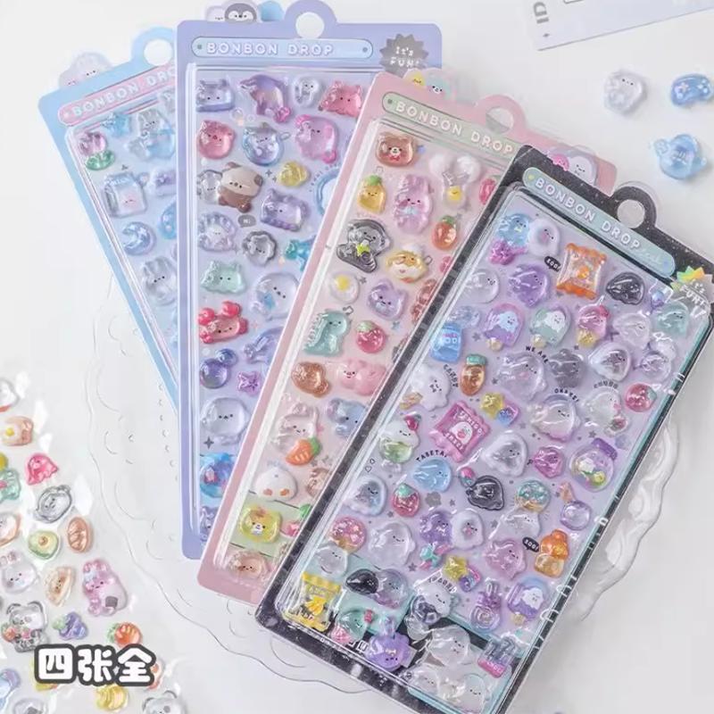 Новые Забавные Милые Мороженое Питомцы Падающие 3D Рельефные Наклейки Скрапбукинг DIY Декор Дневника Журналирование Канцелярские Товары Кавайные Наклейки