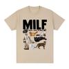 MILF Man I Love Felines Fun Meme T-shirt with Cat Lover Pattern Print Casual Short Comfortable Casual Pure Cotton T-shirt