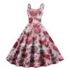 Women's Valentine's Day Love Heart Print Sexy Off Shoulder Vintage Dress
