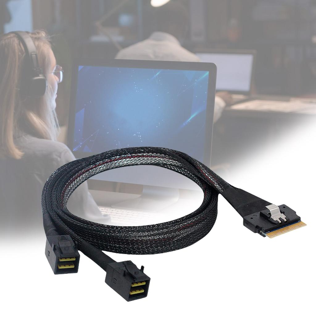 Кабель передачи данных SFF-8654 8i to Dual SFF-8643 поддерживает SLIM SAS4.0 Fast Speed для подключения к серверу и хранилищу данных