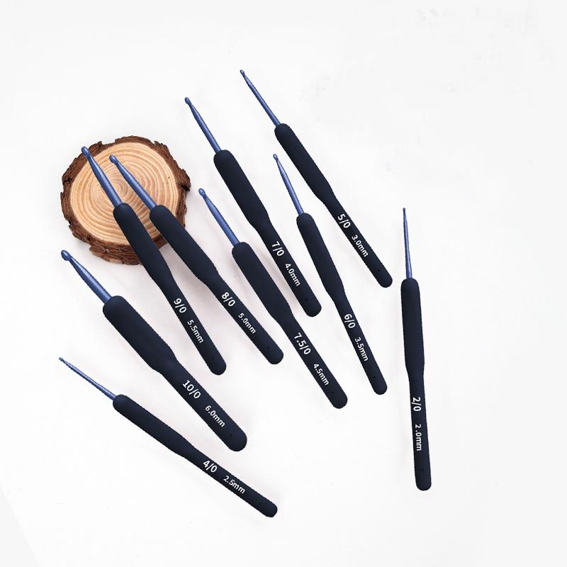 2mm-6mm Silicone Handle Knitting Needle Sweater Hook Blue Soft Handle Crochet Hooks Aluminum Crochet