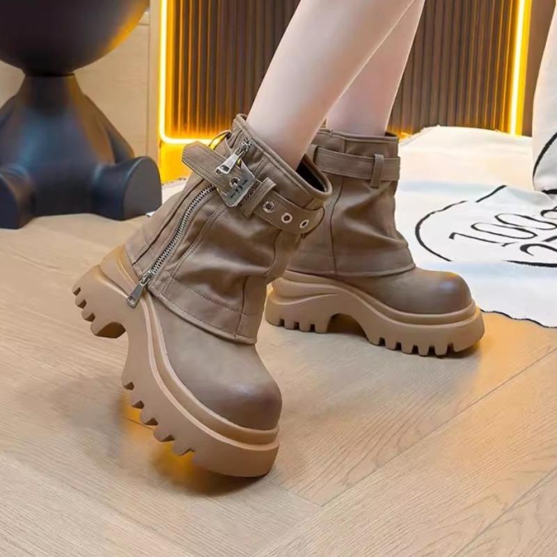 Модные ботильоны женские на платформе на массивном каблуке дизайнерские 2025 тренд новая мода зимние брендовые ботинки челси платье для ходьбы женские боты