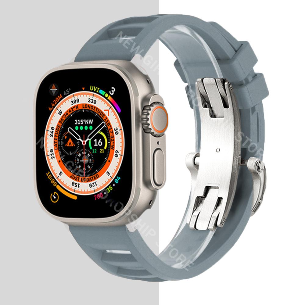 Мягкий резиновый ремешок для Apple Watch Ultra 49 мм 45 мм 44 мм 42 мм Спортивный силиконовый ремешок для iWatch Series 8 7 6 5 4 3 41 мм 40 мм Браслет