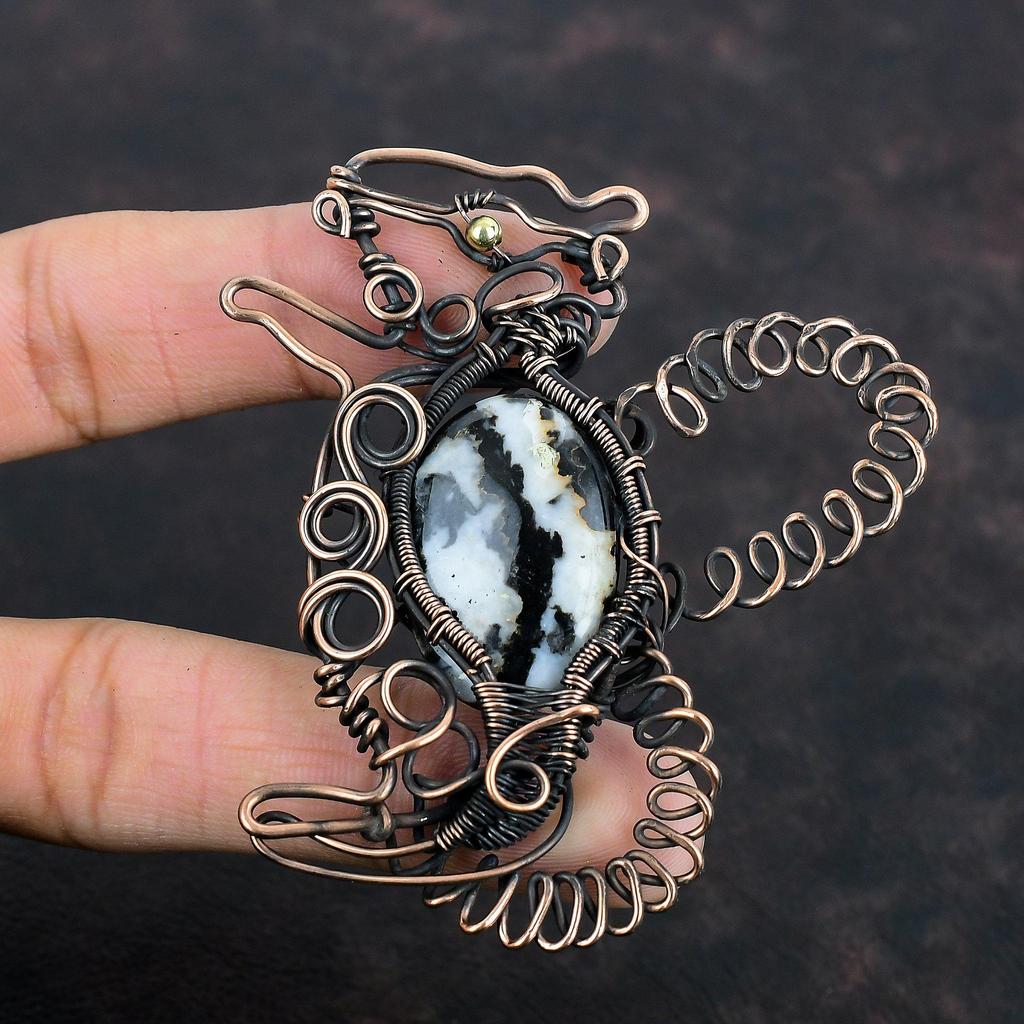 Белый бирюзовый кулон Buffalo, обернутый медной проволокой, кулон ручной работы в виде кролика, медные украшения, оригинальный кулон с драгоценными камнями, подарки для нее