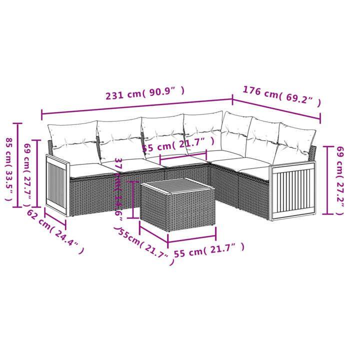 VidaXL Salon de Jardin avec Coussins 10 pcs, Canapés de Terrasse, Ensemble de Meubles de Patio, Mobilier d'Extérieur, Beige 3227787