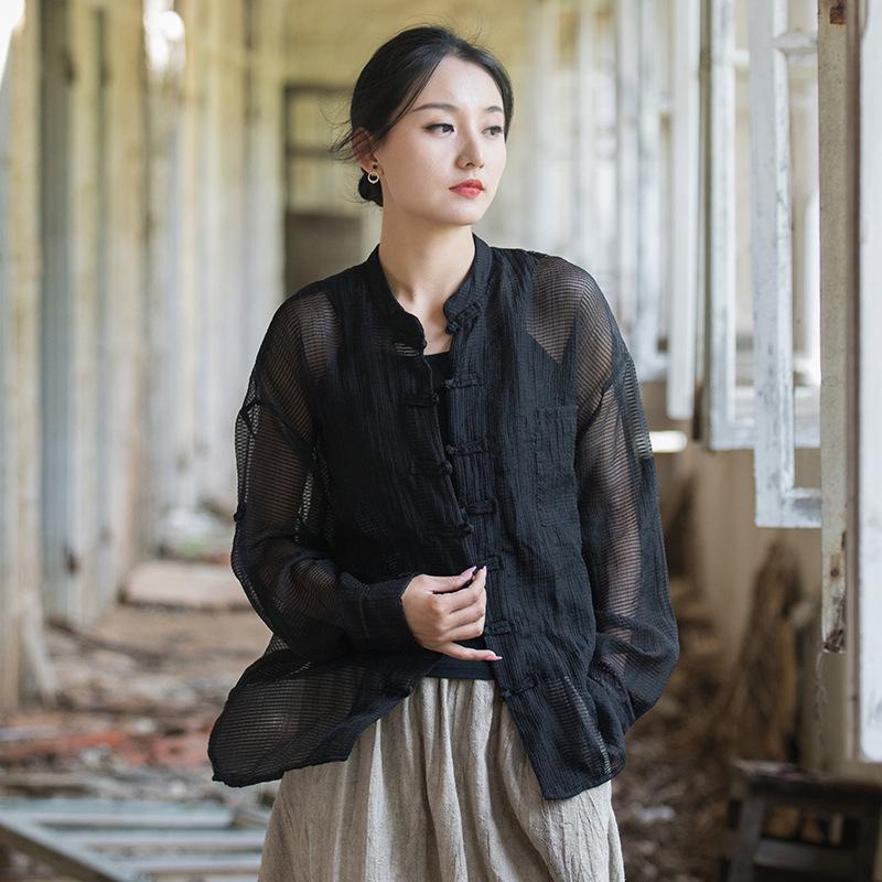 Women's Chinese-Style Cotton Linen Sunscreen Cardigan - Summer Trend