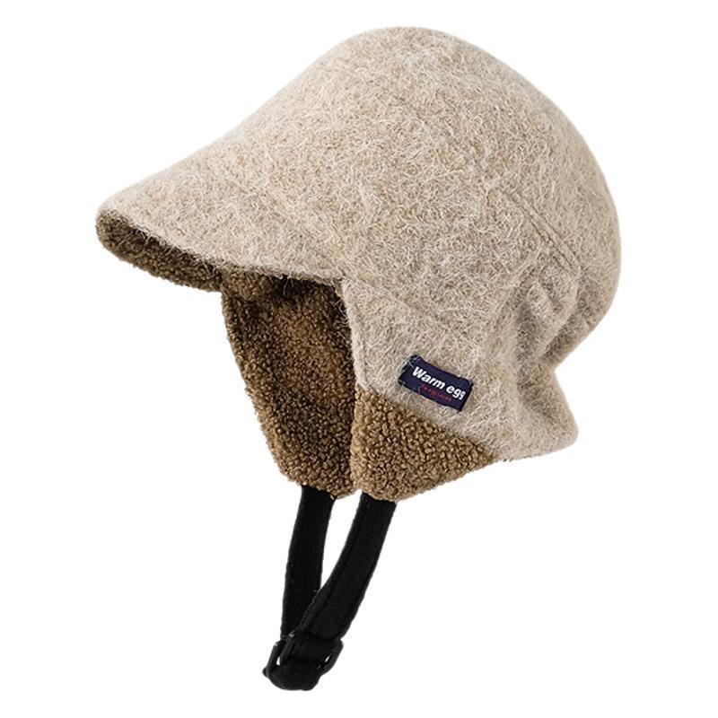 Осенью и зимой новая утолщенная теплая шапка женская ретро модная шапка тедди флисовая защитная бейсболка