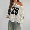 Women's Fashion Casual Street Trend Digital Printing V-Neck Long Sleeve Knit Top