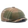 Клетчатая восьмиугольная шляпа, берет, осень-зима, мужская теплая шляпа вперед, шерстяная клетчатая шляпа газетчика, британская женская шляпа маляра