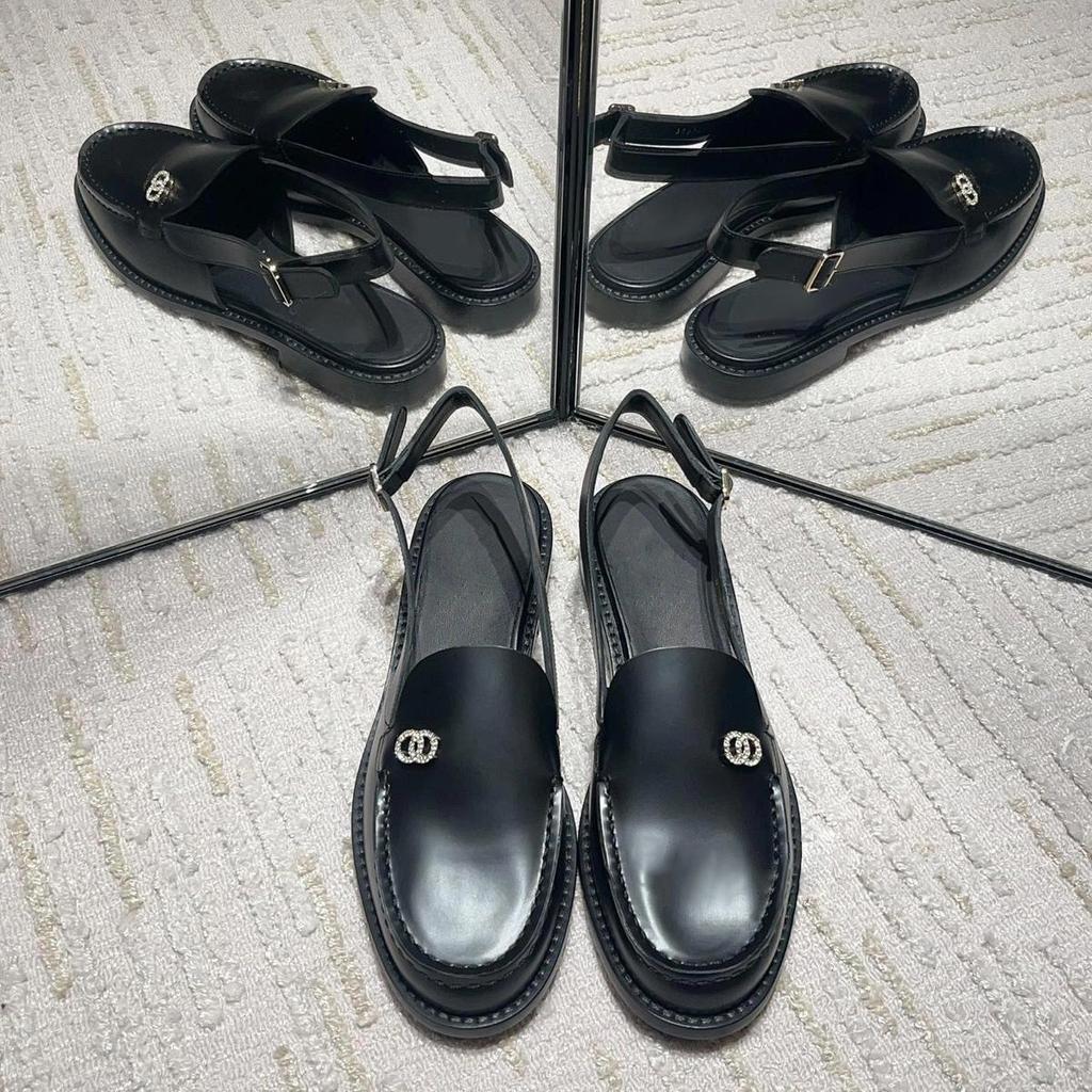 Версия из овчины~ Натуральная кожа Xiaoxiangfeng с маленькими кожаными туфлями Loafu, женские летние сандалии на платформе с открытым носком, крутые шлепанцы Мюли