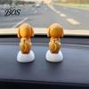Shiny Smooth Solar Figure Dog Car Dashboard Toy, Yellow Puppy Nodding Figure, Auto Swing Powered Figurine Toy for Office Desk, Cute Animal Decor Kids